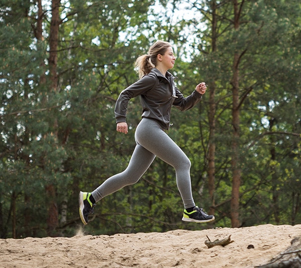 Trail running in the forest